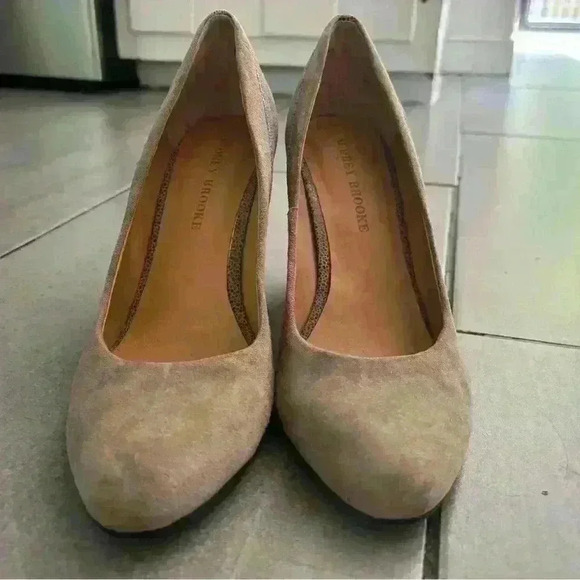 Audrey Brooke Daphne Khaki Tan Brown Leather Lizard Print Wedge Heel Shoe Sz 9 - Picture 2 of 8